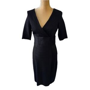 Nue by Shani Black Strech Surplus 3/4 Sleeve Pencil Sheath Dress Size 6